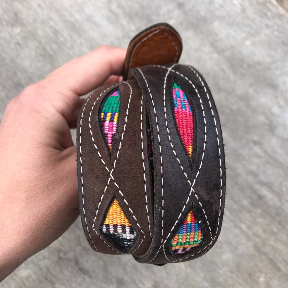 Genuine Leather belt size 34 medium Aztec southwestern